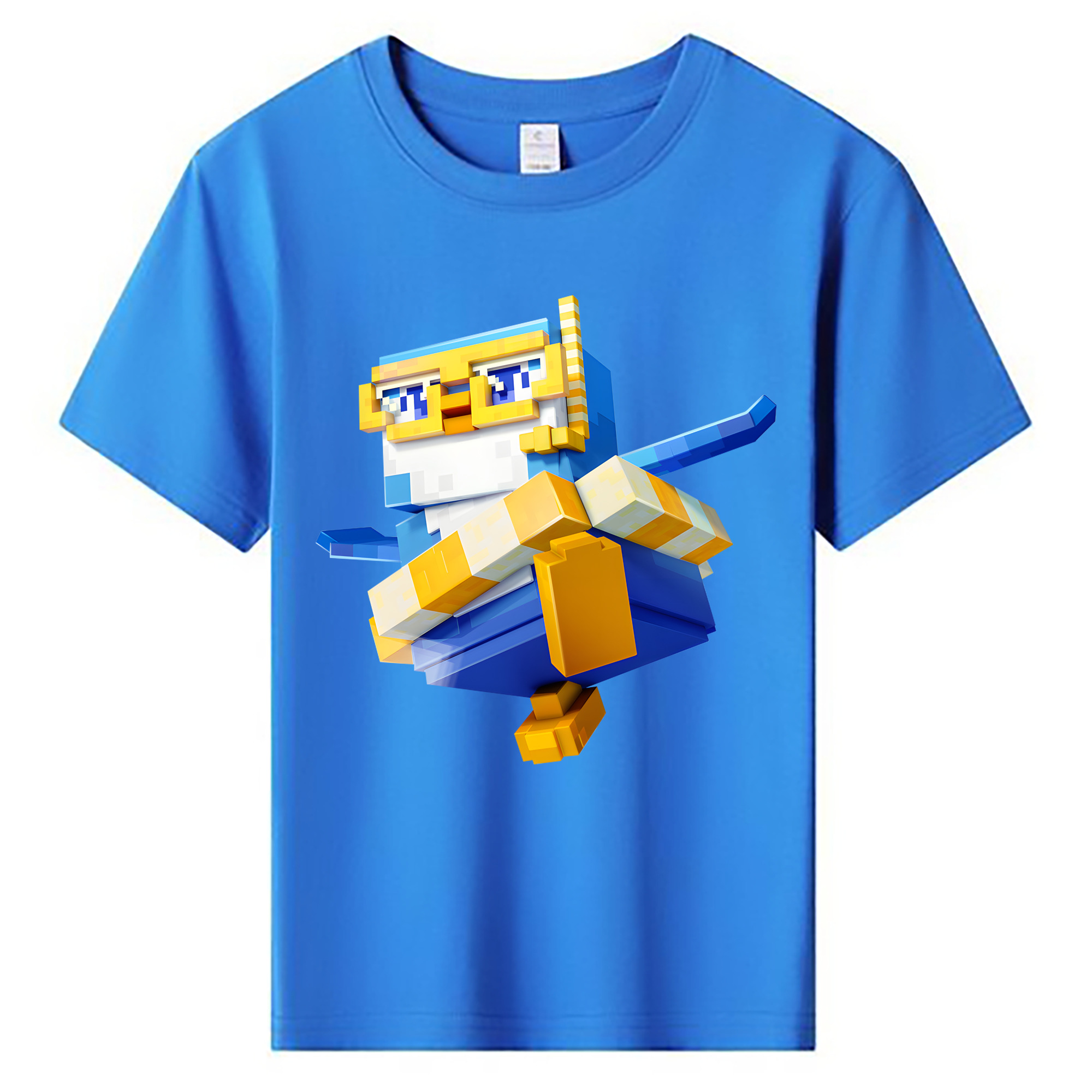 （画像用） マインクラフト ブロックの世界 Minecraft MC Block world 綿100％キッズTシャツ（フロントプリント）